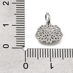 304ステンレススチールチャーム  12ヶ月の誕生花チャーム  ステンレス鋼色  11月の菊  9.5x11x1mm  穴：3.5mm&nbsp;SA-CBA4CE0-01P-G