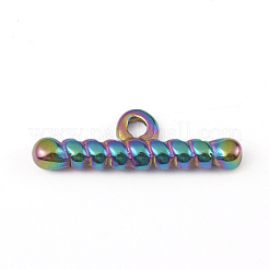 イオンプレーティング（IP）304ステンレススチールマンテル  リング  DIYのジュエリーには  虹色  リング：18.8x14.8x2.8mm  バー：21x6.5x2.8mm  穴：2mm&nbsp;STAS-D170-03