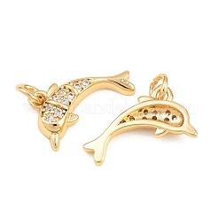 Brass Micro Pave Clear Cubic Zirconia Charms&nbsp;KK-Q085-04D-G