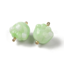 アクリルパーツ  天然石風  真鍮のループを有します  フットプリント  淡緑色  16x13x11mm  穴：1.6mm&nbsp;MACR-C033-06D
