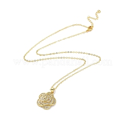 Golden Brass Rhinestone Pendant Necklace with Cable Chains&nbsp;NJEW-P278-A05