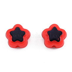 不透明なメッキアクリルビーズ  ライン入り  スター  レッド  9.5x10x5mm  穴：1.6mm  約1850個/500g&nbsp;OACR-N136-01C