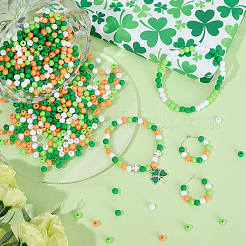 Saint Patrick's Day Theme 1200Pcs 4 Colors Opaque Acrylic Beads&nbsp;MACR-SC0001-81