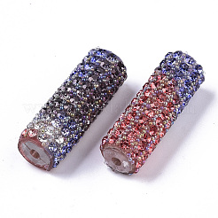 プラスチックビーズ  クリスタルラインストーンとシードビーズ付き  コラム  トマト  31x10mm  穴：2mm&nbsp;KY-N008-01C