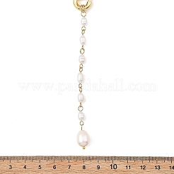 調節可能な304ステンレススチール製天然パールライスリンクチェーンラリアットYタッセルネックレス（女性用）  ゴールドカラー  乳白色  17.32インチ（44cm）&nbsp;NJEW-JN06148