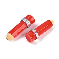 鉛筆樹脂カボション  レッド  28.5x7.5x7.5mm&nbsp;RESI-Q014-06C