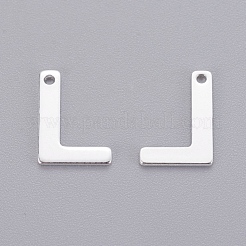 ステンレススチールチャーム201個  文字L  銀色のメッキ  文字L  11x7.5x0.7mm  穴：1mm&nbsp;STAS-L232-007L