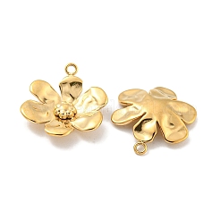 PVD真空メッキ304ステンレスペンダント  花のチャーム  18KGP本金メッキ  17x15x3mm  穴：1.2mm&nbsp;STAS-L278-044G