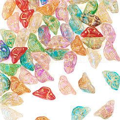50Pcs 10 Colors Baking Paint and Golden Metal Enlaced Glass Beads&nbsp;DGLA-TA0001-64