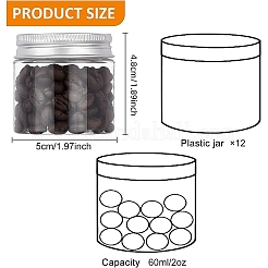 クリアプラスチックビーズ収納ケース  アルミカバー付き  コラム  透明  5x4.8cm  容量：60ミリリットル  12個/セット&nbsp;CON-BC0004-87
