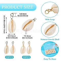 60Pcs 2 Colors Natural Cowrie Shell Pendants&nbsp;PALLOY-TA00305