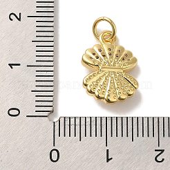 Shell Shapes Rack Plating Brass Glass Pendants&nbsp;KK-U027-32G
