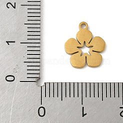 304ステンレススチールチャーム  花  ゴールドカラー  12x10.5x1mm  穴：1.2mm&nbsp;STAS-G355-15G