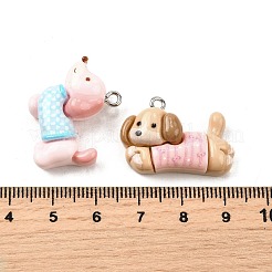 不透明樹脂ペンダント  犬  プラチナ  20~21x26~28x8~8.5mm  穴：2mm&nbsp;CRES-D313-08P