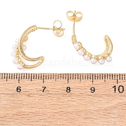 Brass Micro Pave Clear Cubic Zirconia C-Shaped Stud Earringss&nbsp;EJEW-A152-02G