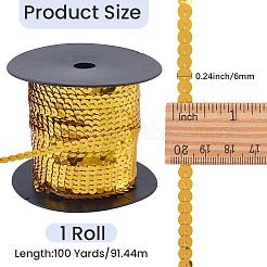 プラスチック製のスパンコール/スパンコールチェーンロール1ロール  ABカラー  ゴールド  6mm&nbsp;KY-CY0001-14A