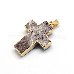 plated Natural drusy  Agate Cross Pendants&nbsp;G-R275-06