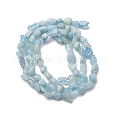 天然石アクアマリンビーズ連売り  ナゲット  5~9x4~6x3~4.5mm  穴：0.7mm  約75~89個/連  15.35''（39cm）〜15.94''（40.5cm）&nbsp;G-I389-A17