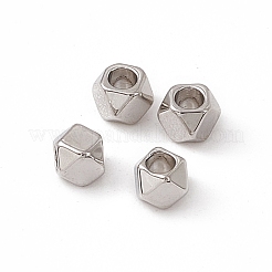 真鍮ビーズ  ポリゴン  プラチナメッキ  3x3x3mm  穴：1.6mm&nbsp;KK-K271-30P