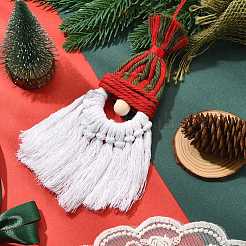 Christmas Handmade Woven Macrame Cotton Thread Santa Claus Pendant Decorations&nbsp;HJEW-JM02455-03