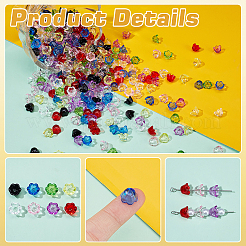 800個8色透明アクリルビーズ  フラワーキャップ  ミックスカラー  10x6mm  穴：1.5mm  100個/カラー&nbsp;TACR-PH0001-80