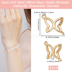 4Pcs Brass Pave Clear Cubic Zirconia Connector Charms&nbsp;KK-BBC0016-60