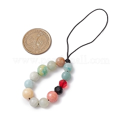 Natural Flower Amazonite with Glass Mobile Straps&nbsp;HJEW-JM02348