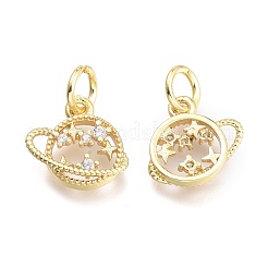 Brass Micro Pave Cubic Zirconia Pendants&nbsp;KK-P187-06G