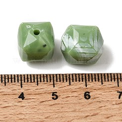 不透明アクリル天然石風ビーズ  ファセットテーブルカットキューブ  ダークシーグリーン  11.5~12x11.5~12x13mm  穴：1.8mm  約400個/500g&nbsp;OACR-G061-03A