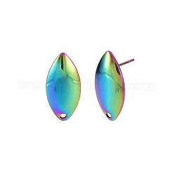 Rianbow Color 304 Stainless Steel Stud Earring Findings&nbsp;STAS-N098-021