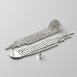 クリアキュービックジルコニアテニスタッセルダングルスタッドピアス  ランダムスタイルのピアスキャッチ  女性用合金ロングドロップイヤリング  プラチナ  85mm  ピン：0.8mm&nbsp;EJEW-WH0017-11P