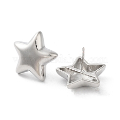 スターブラススタッドピアス  長持ちメッキ  鉛フリー＆カドミウムフリー  プラチナ  19x19mm&nbsp;EJEW-M245-15P