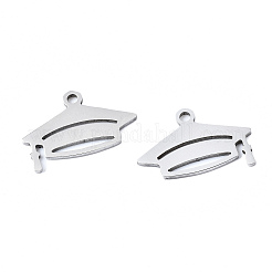 変色しない201ステンレススチールペンダント  レーザー切断  卒業帽  ステンレス鋼色  11.5x16.5x1mm  穴：1.4mm&nbsp;X-STAS-T044-240P