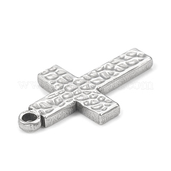 変色しない304ステンレススチールペンダント  テクスチャ  クロスチャーム  ステンレス鋼色  29x17x2.5mm  穴：2mm&nbsp;STAS-F287-41P