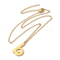 304ステンレススチールペンダントネックレス  文字L  文字B  15.75インチ（40cm）  ペンダント：23.5x14.5x1.5mm&nbsp;LS-NJEW-H036-02G-B