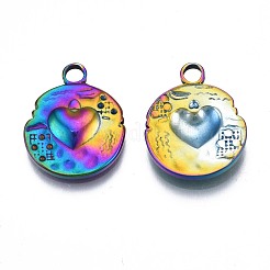 Rack Plating Rainbow Color 304 Stainless Steel Pendant Rhinestone Settings&nbsp;STAS-N098-033