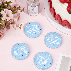 4Pcs It's My Birthday Tinplate Brooches&nbsp;JEWB-CN0001-12B