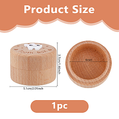 蓋付きの丸いプリント木製乳歯記念品ケース  ハート  5.1x3.7cm&nbsp;CON-WH0099-75A