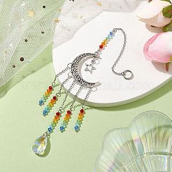 Moon & Star Tibetan Style Alloy Charm Hanging Ornaments&nbsp;HJEW-TA00246
