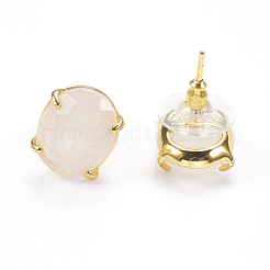 Natural Rose Quartz Stud Earrings&nbsp;EJEW-L196-04G