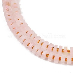 天然石ローズクォーツビーズ連売り  多面カット  ディスク  ヒシビーズ  シードビーズで  8x2.5~4.5mm  穴：1mm  約74~75個/連  15.47~15.55''（39.3~39.5センチメートル）&nbsp;G-F796-A02-01