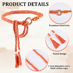 1Pc Handmade Weaving Cotton Tassel Waist Belts for Women Ladies Dress&nbsp;AJEW-CP0010-51B