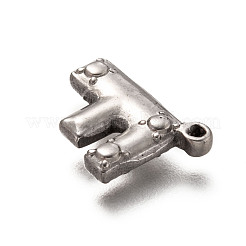 変色しない201ステンレススチールペンダント  文字F  ステンレス鋼色  15.5x11.5x3mm  穴：1mm&nbsp;STAS-H125-55P