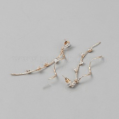 合金製馬の目ダングルスタッドピアス  クリアキュービックジルコニア  ライトゴールド  67x8.5mm&nbsp;EJEW-WH0004-191KCG