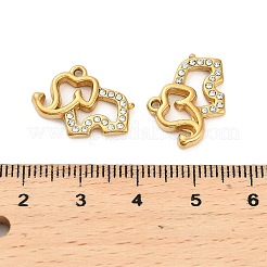 304ステンレススチールラインストーンペンダント  イオンプレーティング（ip）  象のチャーム  18KGP本金メッキ  14x18.5x2.5mm  穴：1.2mm&nbsp;STAS-U047-18G