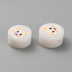手作り樹脂粘土ビーズ  動物とフラットラウンド  豚  10x4mm  穴：1.2mm  約1000個/袋&nbsp;CLAY-CJC0005-09H