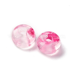 透明なアクリルビーズ  フラットラウンド  ツートン  ピンク  7x4mm  穴：1.8mm  65~70個/セット&nbsp;OACR-S069-01D