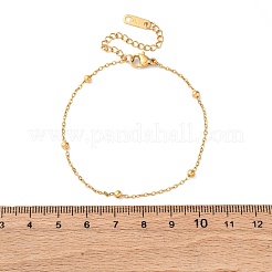304ステンレススチールサテライトチェーンブレスレット  女性用アズキチェーンジュエリー  ゴールドカラー  7インチ（17.7cm）&nbsp;BJEW-M096-02A-G