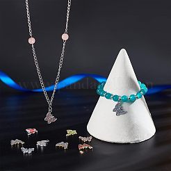 40本10色合金ペンダント  ラインストーン付き  蝶のチャーム  ミックスカラー  15x17x2.5mm  穴：1.6mm  4個/カラー&nbsp;FIND-FH0003-79