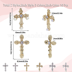 60Pcs 6 Styles Alloy Rhinestone Cabochons&nbsp;MRMJ-SC0001-17